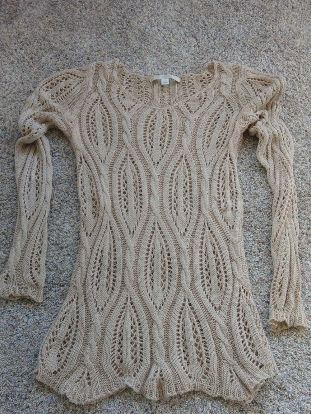 Crochet Tan Summer Sweater M